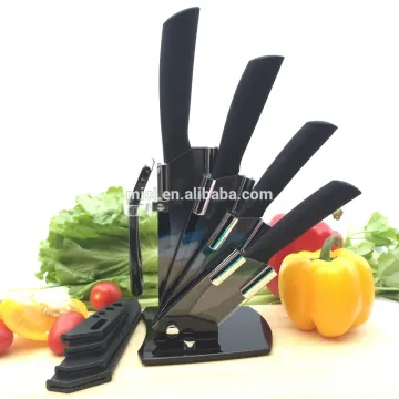 6pcs black handle black blade ceramic knife set
