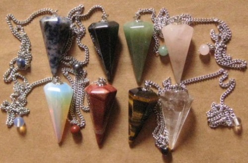 assorted dowsing faceted pendulums