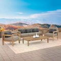 Hochwertige 4 Stücke gewebte Seil im Freien Sofa Set Modern Garden Lounge Set Terrace Möbelgartensofa