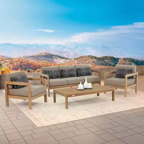 Yüksek kaliteli 4 adet dokuma ip açık kanepe seti modern bahçe salonu seti teras mobilya bahçe kanepe