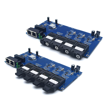 Papan PCB Fiber Optic Media Converter dengan 4 port serat optik dan 2 RJ45