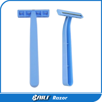 Plastic handle double bladed razor for travel , Personal care 2 blade disposable razor