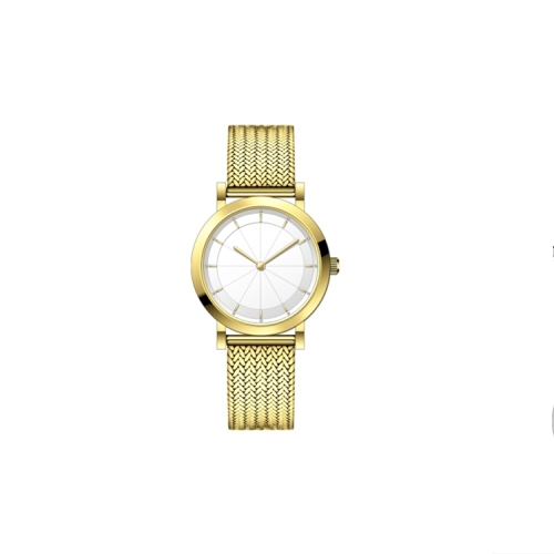 Lady Ultra-Slim Quartz Relógios Gold Case Waterproof