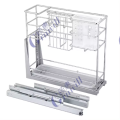 Kitchen cabinet storage rack pull-out stainless steel basket