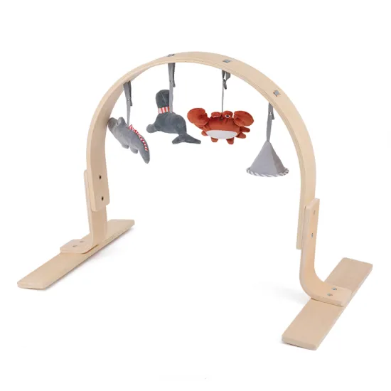 Montessori-Inspired Eco-Friendly Foldable Baby Play Gym with 3 Wooden Teething Toys