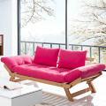 Tiga tempat duduk kayu Bed Futon Lounger Sofa