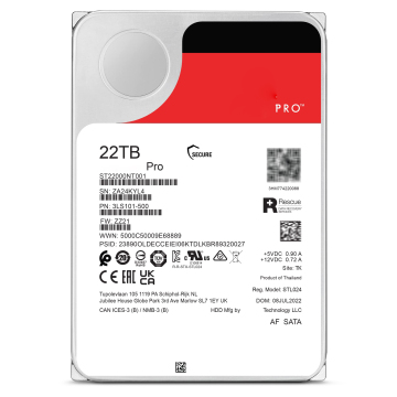 22TB ST22000NT001 Pro Enterprise NAS Server Hard Drive: 3.5-inch, 7.2K RPM, 256MB Buffer, SATA 6Gb/s