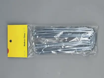 U-shaped lawn nails with barbs