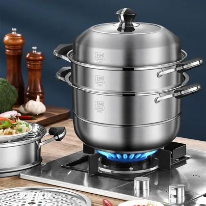 Japanese Large Stainless Steel 28cm Couscoussier Bread Dumpling Steamer Pot