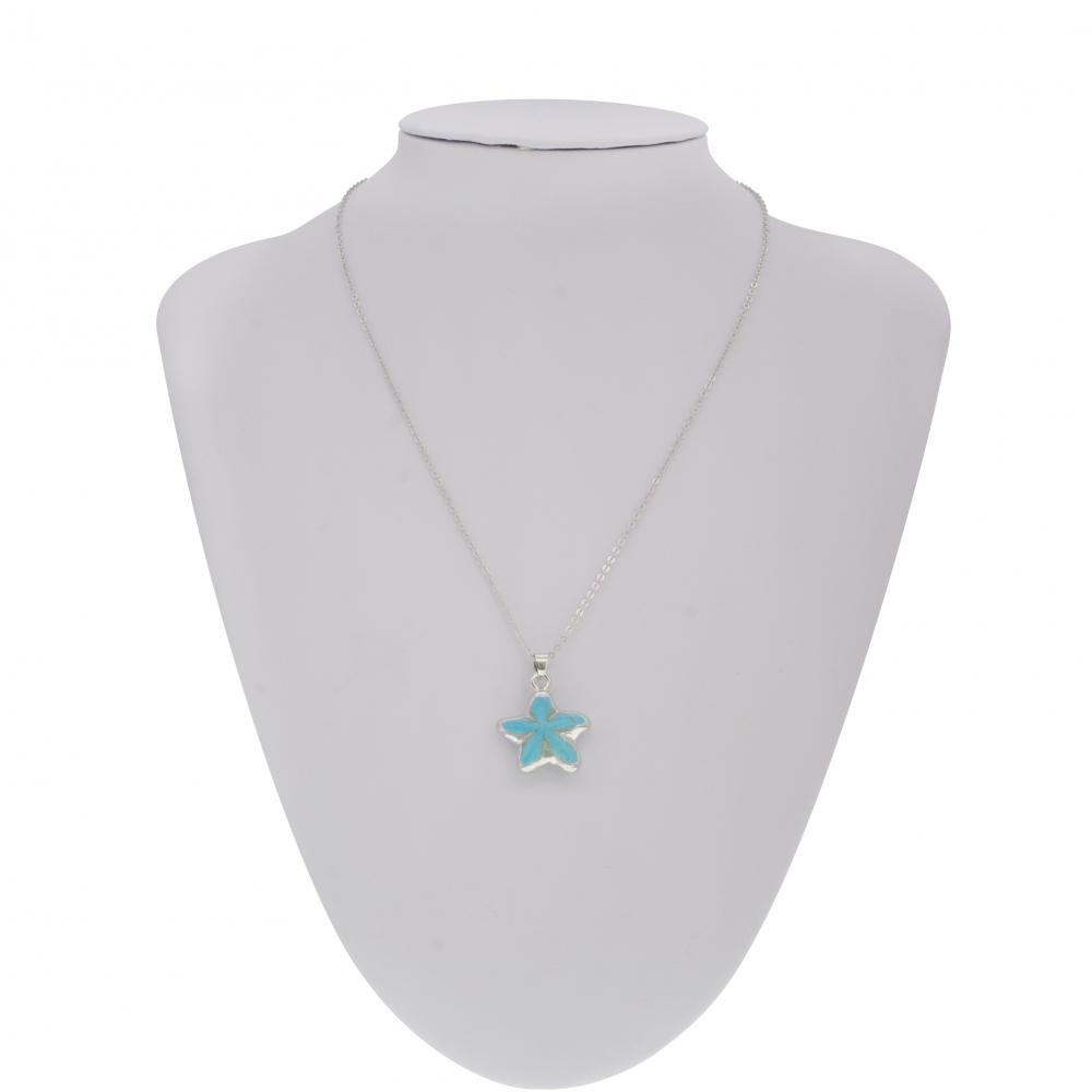 Pendentif étoile de mer turquoise enveloppé