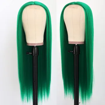 Best quality wholesale for african women13*6 lace green color short real human hair wig natural lace closure straight wigs