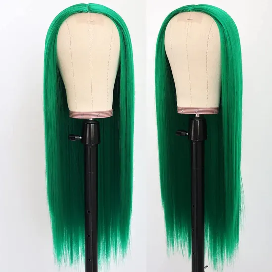 Best quality wholesale for african women13*6 lace green color short real human hair wig natural lace closure straight wigs