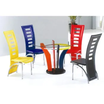 Dining Room Sets, MDF with Painted Leg Table, Hard PVC Chairs with High Back
