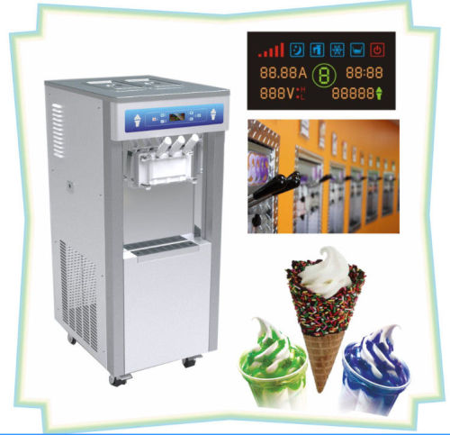 ก่อนทำความเย็นเครื่องทำไอศกรีมเพื่อการค้า มี 3 รส 2.5kw นุ่มเสิร์ฟโฟรซเซนโยเกิร์ตทำให้อุปกรณ์