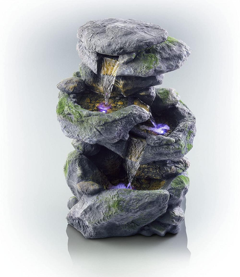 3 Tier Rock Waterfall Fountain with LED Lights