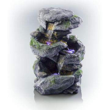 3 Tier Rock Waterfall Fountain with LED Lights