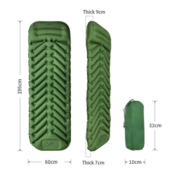 Inflatable Camping Foot Press Double Mat with Pillow - Ultralight Sleeping Pad