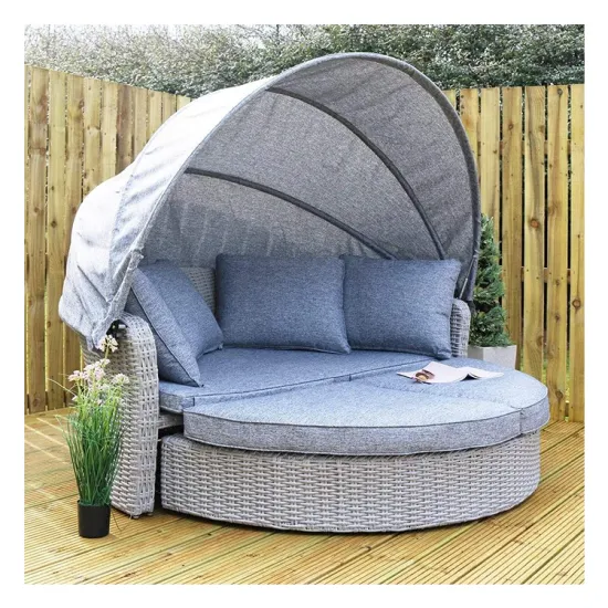 Luxury Elegant Rattan Sun Bed with Canopy