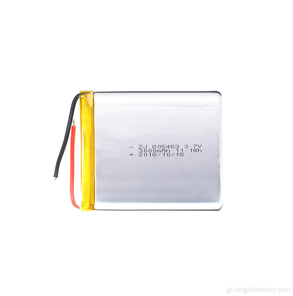 3000mAh 3.7V lipo επαναφορτιζόμενη μπαταρία επίπεδη κυψέλη, -30 ~+65 ℃