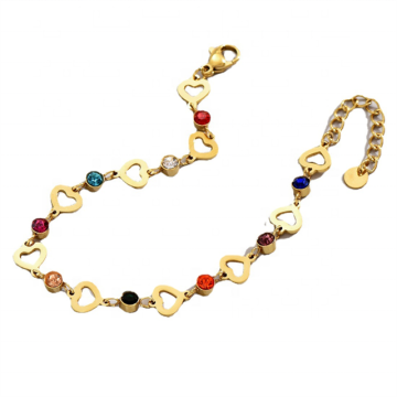 Iywu Aceon Edelstahl Multi Hollow Heart Heart Anschluss Charm Gold Geburtsstein Liebeszeichen Armband