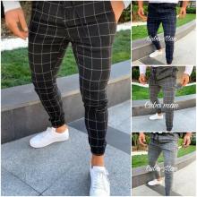 2020 sexy high wasit spring summer fashion pocket Men's Slim Fit Plaid Straight Leg Trousers Casual Pencil Jogger Casual Pants