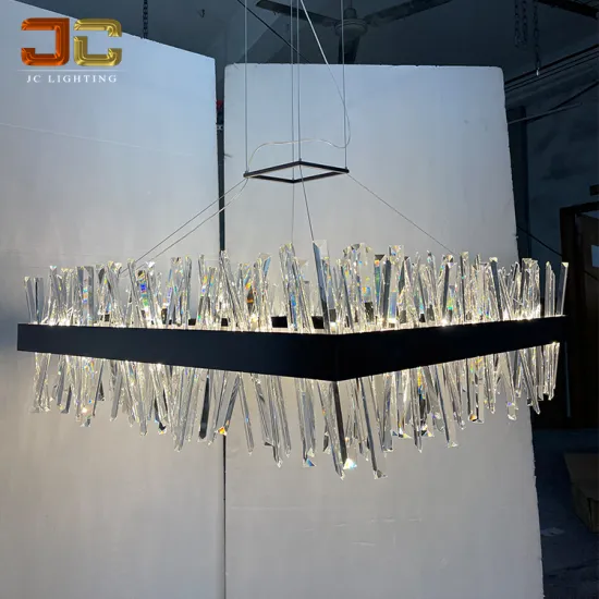 Matt Black Finish Square Crystal Chandelier for Sitting Room