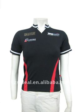 Ladies' knitted spandex F1 V-neck t-shirt