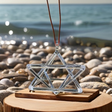 Merkaba Star Clear Quartz Crystal Singing Pyramids for Sound Therapy, Yoga, and Chakra Meditation