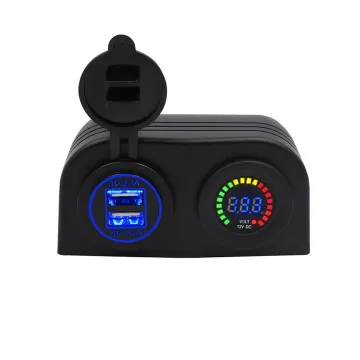 CHSKY 12V Car Cigarette Lighter Harness 5V 4.2A Dual USB Charger with LED Voltmeter