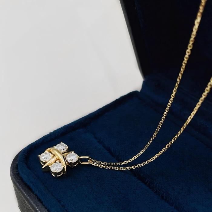 Bán buôn vòng cổ kim cương Criss Cross Lab vàng 18K