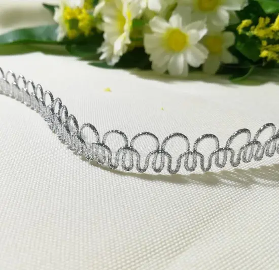 1M High Quality Latest Silver Lace Fabric Applique Lace Ribbon Trim Guipure Laces Sewing Trimmings For Clothing dentelle RT16