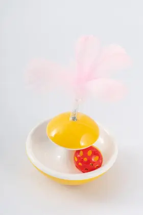 Cat Tumbler Toy with Bell Ball and Feather