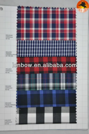 stock check 100% cotton shirting fabrics