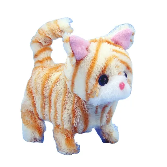 electric cat toy funny cat ball Children's electric toy kitten can bark, walk, curl tail plush toy battery kitten baby