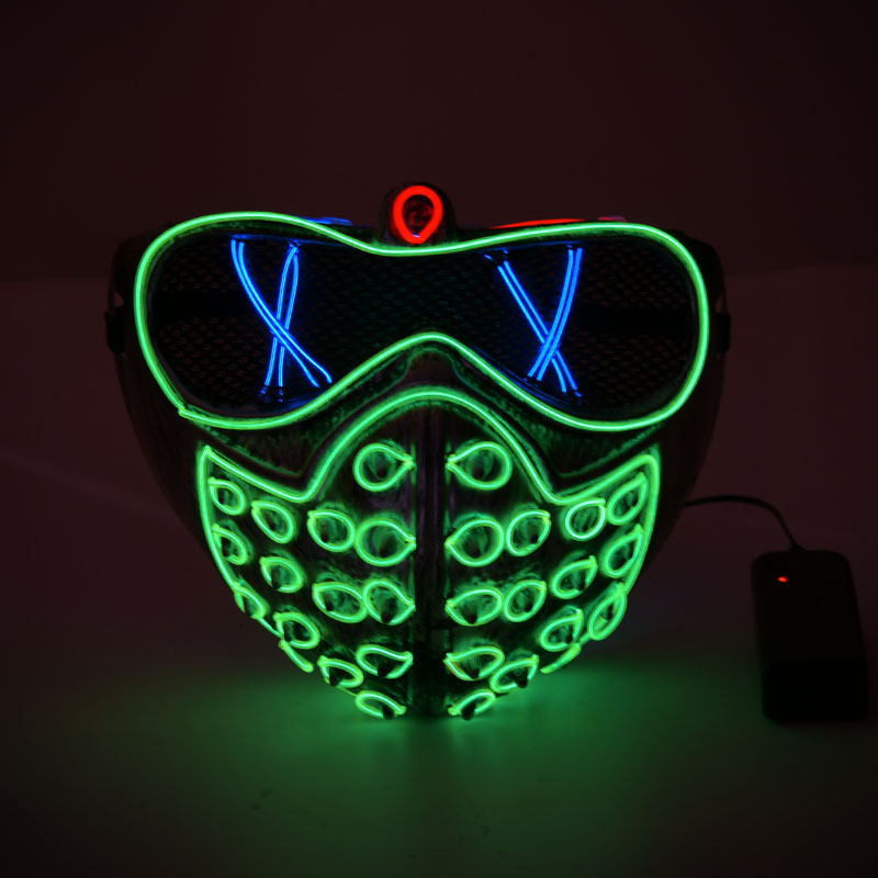 Our EL Wire Scary Rivet LED Halloween Mask is a trendy and eye-catching luminous costume accessory tailored for global party and holiday markets. Crafted with high-quality EL cold light wire, this Cyberpunk LED EL Glow Mask features a unique dual-color ne