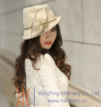 Top selling fashion ladies 100% wool felt hats for winner