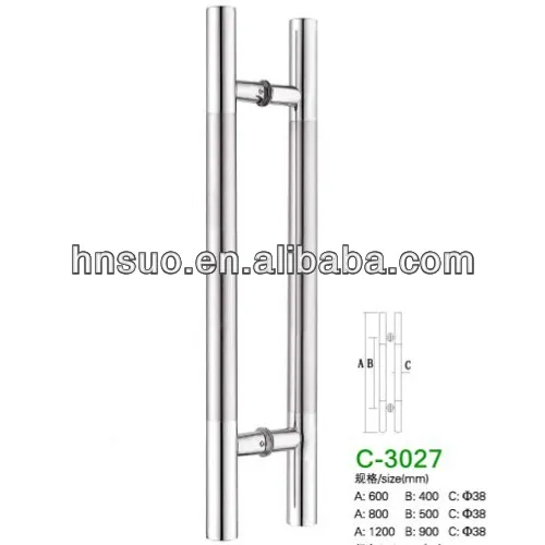 toughen glass door metal double sided door pull handle
