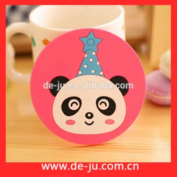 Pink Rubber Christmas Panda Plastic Drink Coasters