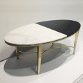 Ellipsoid Marble Top Stainless Steel Coffee Table