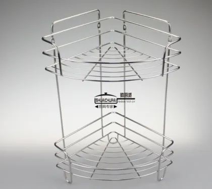 Stainless steel 2 layers storage metal wire rack Wall Mounted Bathroom Kitchen Storage Shower Corner Shelf