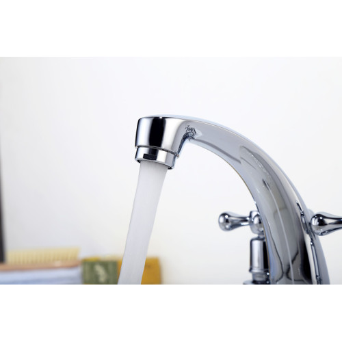 Rubinetto classico doppio lavabo finitura argento cromato