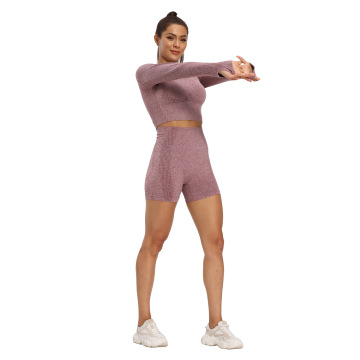 Polyester Spandex Jacquard Seamless Women's Yoga Wear