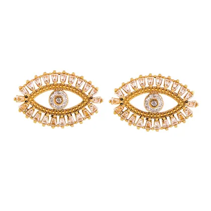 Chic Summer Fashion Jewelry: 4060 Magic Eye Zircon 18K Gold Plated Earrings