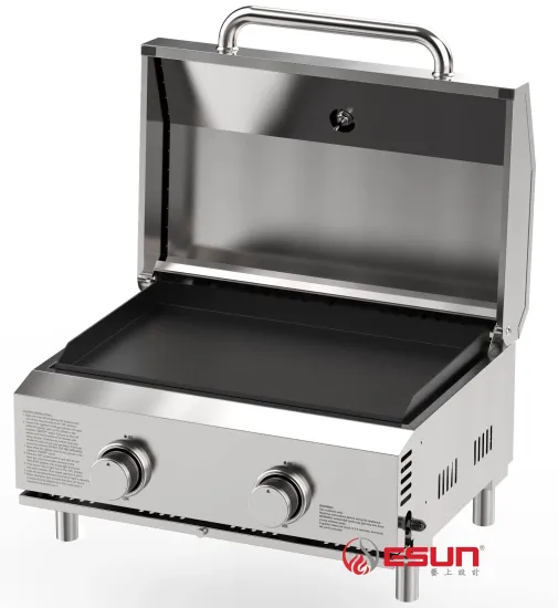 2 Burners Tabletop Propane Grill with Built-in Thermometer & Folding Legs