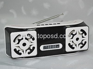 Rectangle Mini Speaker Plastic Usb Fm Speaker Black Color Blue Color Speaker 