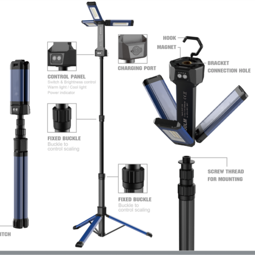 Lampu kerja teleskop magnetik mudah alih LED