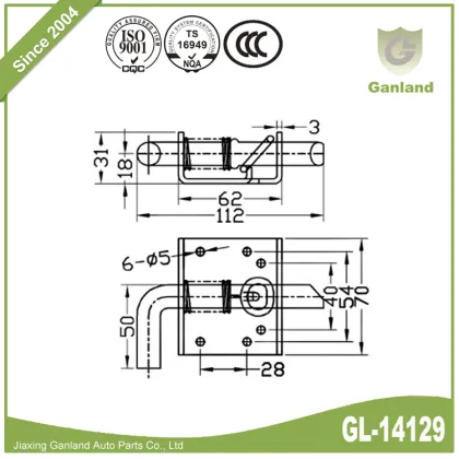 Heavy Duty Spring Loaded Bolt Raw Finish