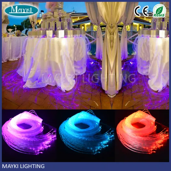 Optic fiber centerpiece for wedding table light decoration with sparkle side glow fibre and projectior