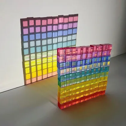 Rainbow Crystal Acrylic Cubes - Color Learning Toy for Kids