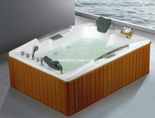 Free Moving Wooden Bathtub with Massage Jets